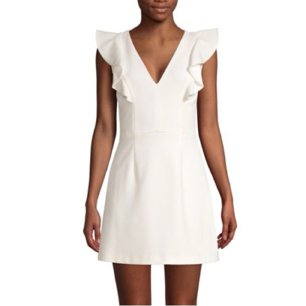 French Connection Flutter-Sleeve Mini Dress, Color: White, Size 12